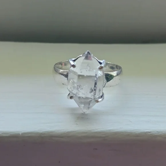 Herkimer Diamond 925 Sterling Silver Ring, Size 9 - Picture 7 of 12